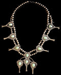 Vintage Squash Blossom Necklace- Sterling Silver & Turquoise-0