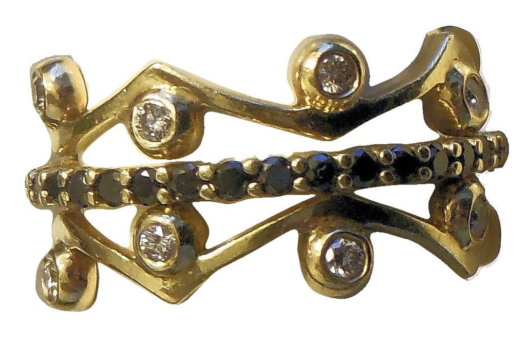 Wave Stacking Rings- 18K Gold with Diamonds.-6