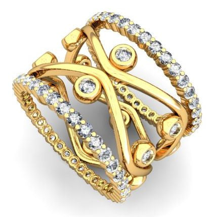 Wave Stacking Rings- 18K Gold with Diamonds.-10
