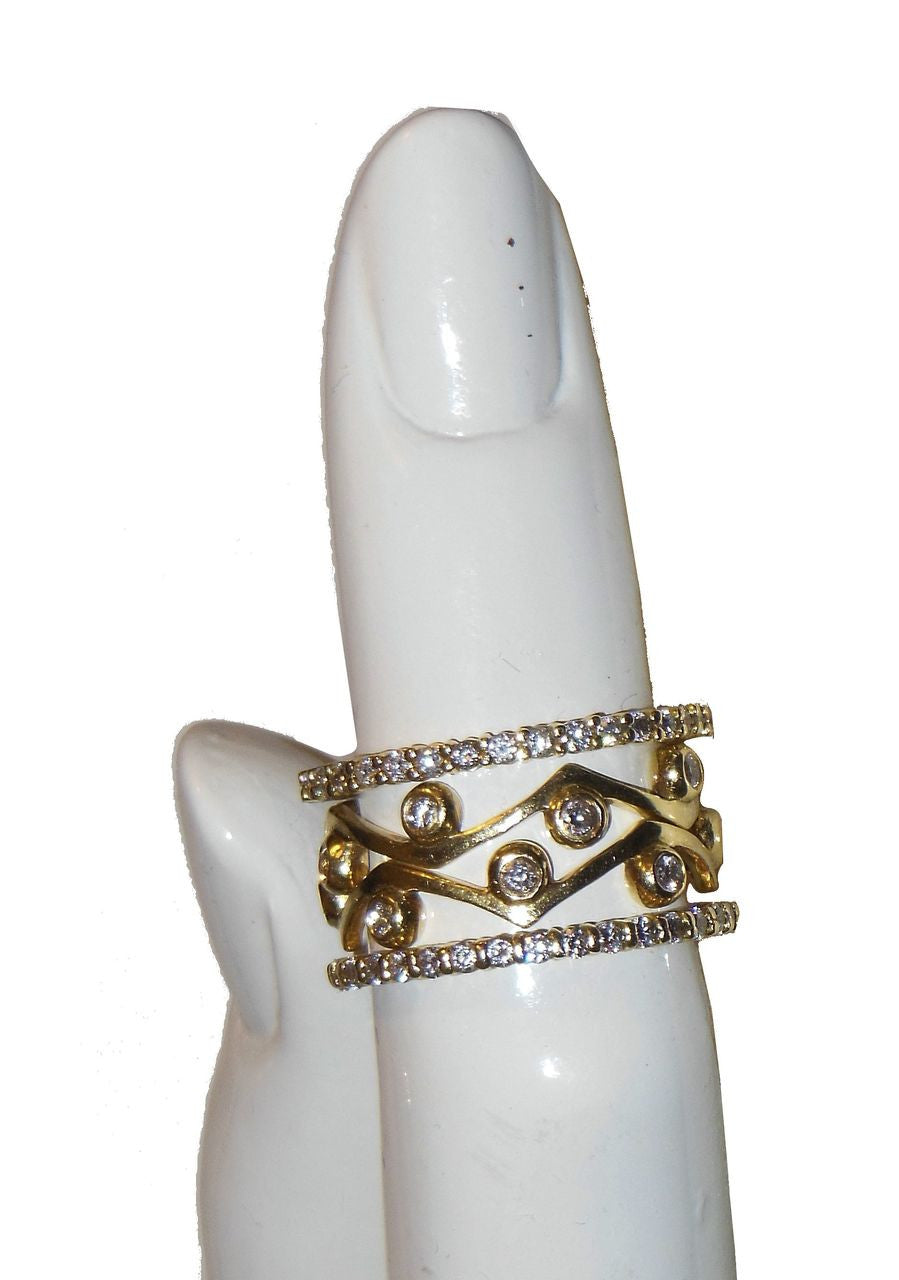 Wave Stacking Rings- 18K Gold with Diamonds.-9