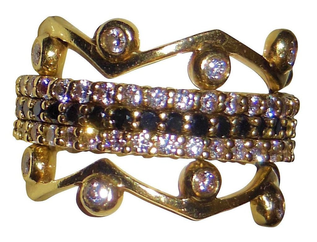 Wave Stacking Rings- 18K Gold with Diamonds.-14