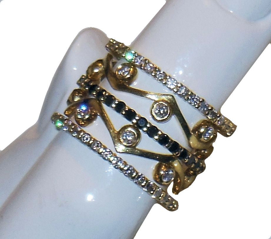 Wave Stacking Rings- 18K Gold with Diamonds.-18