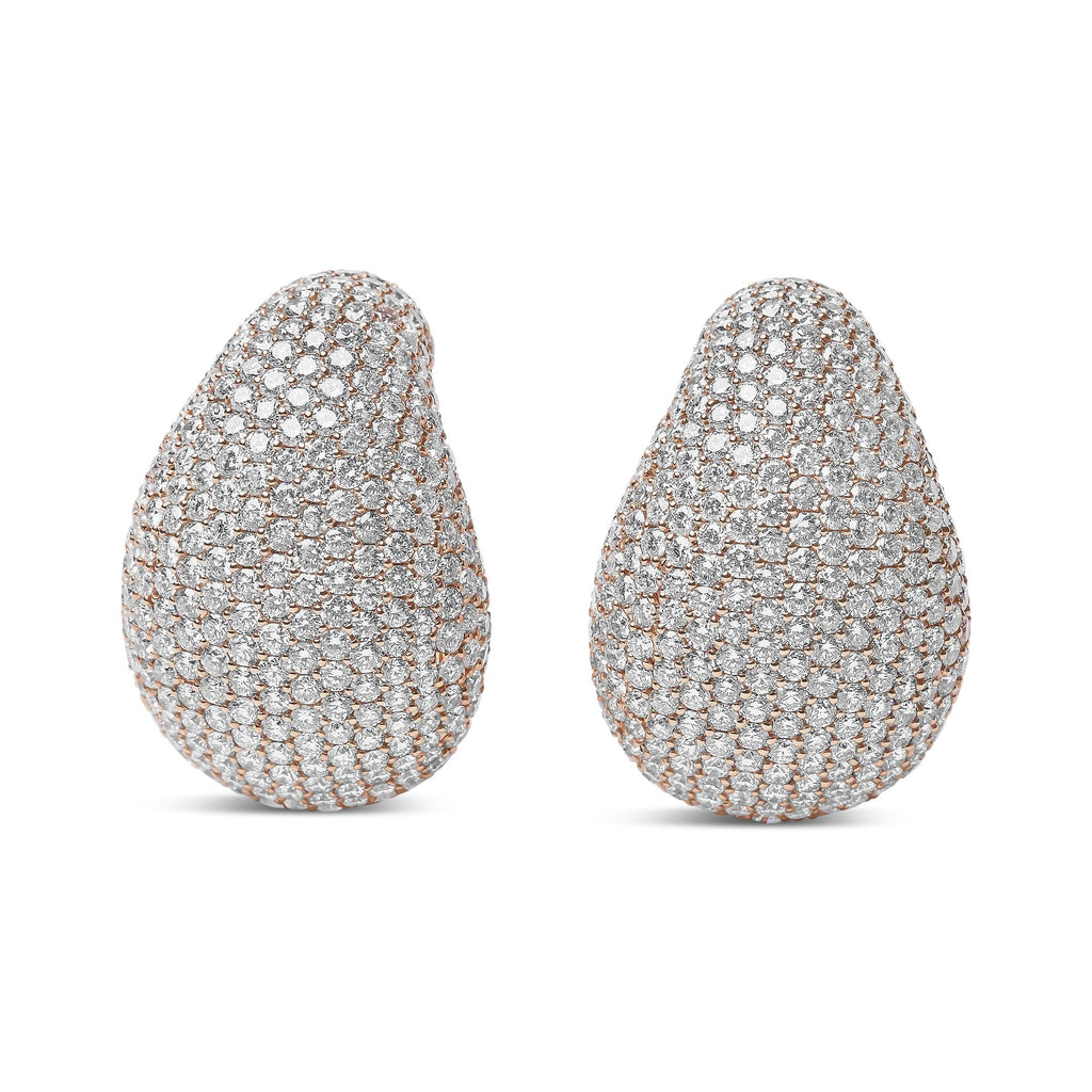 18K Rose Gold 13 1/5 Cttw Micro-Pave Diamond Sculptural Design Statement Omega Back Earrings (G-H Color, SI1-SI2 Clarity)-3