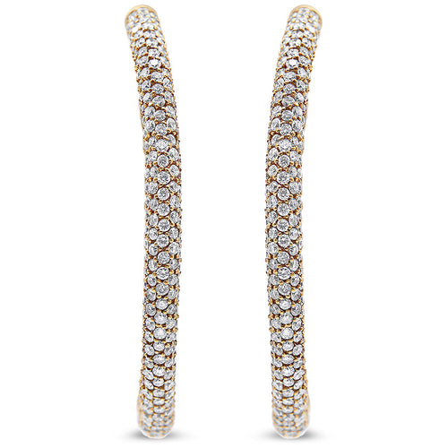 18K Rose Gold 6.90 Cttw Pave Set Diamond Inside Out Eternity Hoop Earrings (F-G Color, VS1-VS2 Clarity)-1