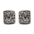 Black Rhodium Plated 18K White Gold 12 5/8 Cttw Multi Color Diamond Square Domed Huggie Hoop Earrings  (Brown, Black, G-H Color, SI1-SI2 Clarity)-0